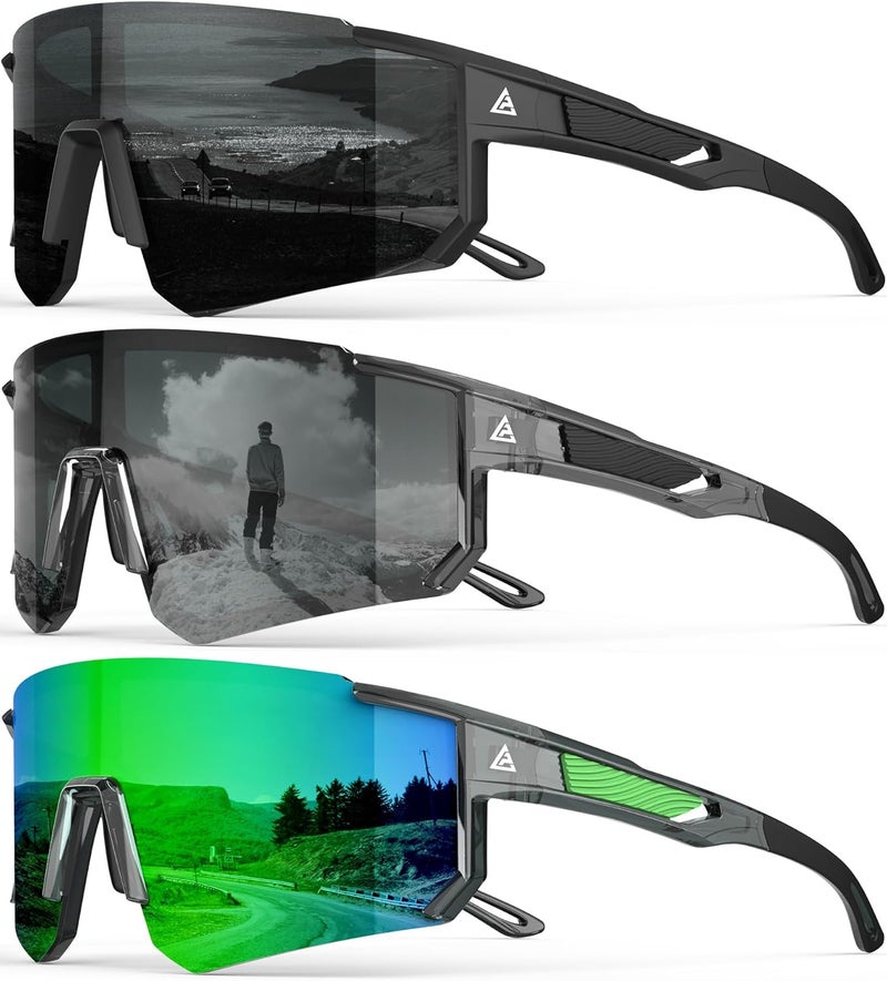 QALLY Store Polarized Sports Sunglasses for Men, UV400 Protection Mens Sunglasses Wrap Around Sun Glasses for Cycling Running - Image 1